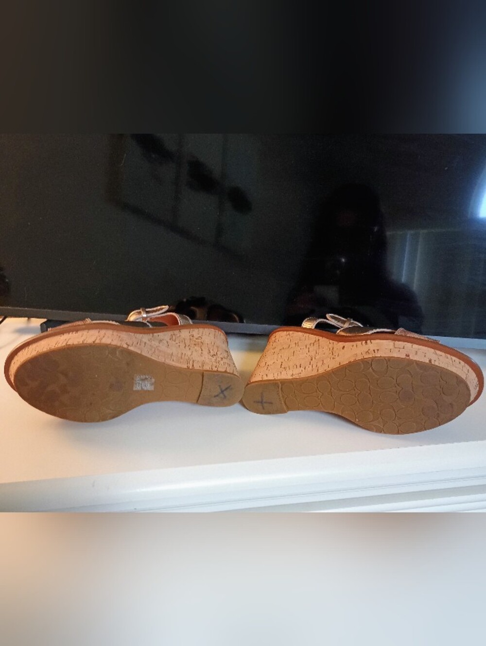 Coach Metallic Gold Cork Wedge Sandals - Women - Picture 4 of 7